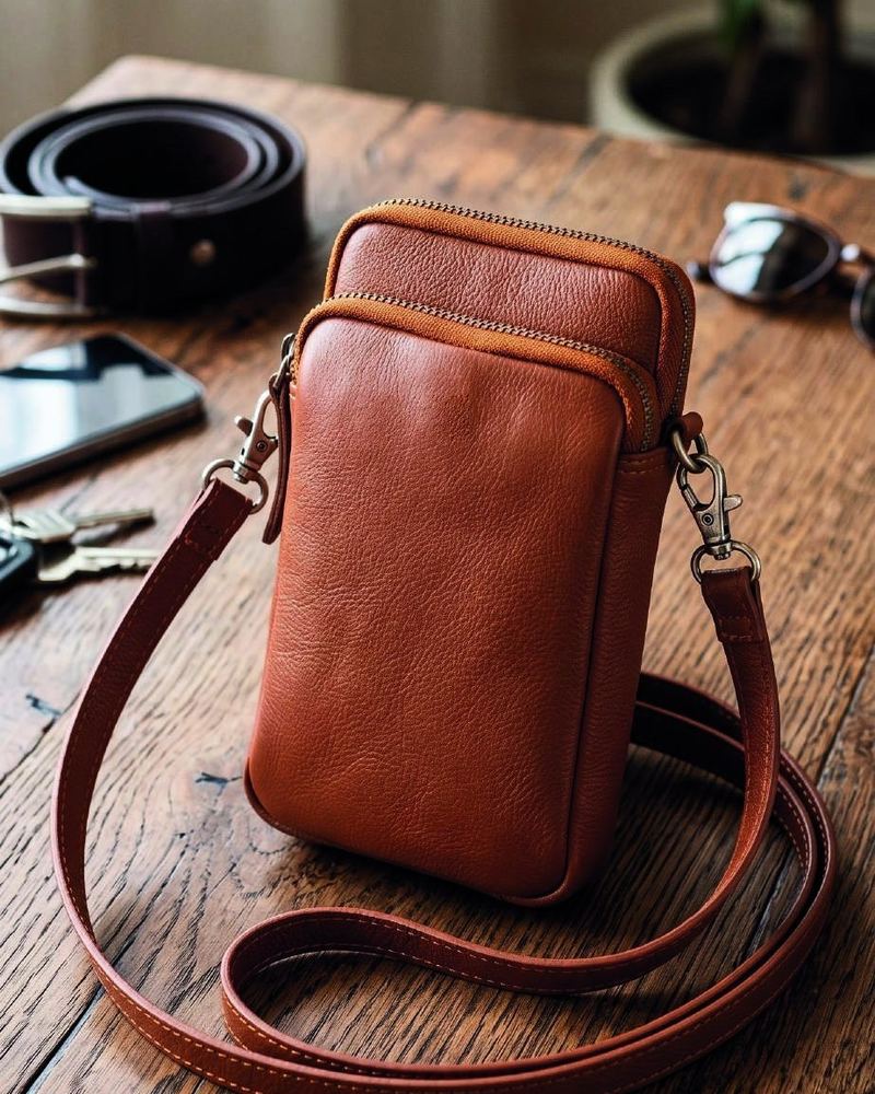 Leather unisex crossbody bag CR26-9018 in cow nappa leather