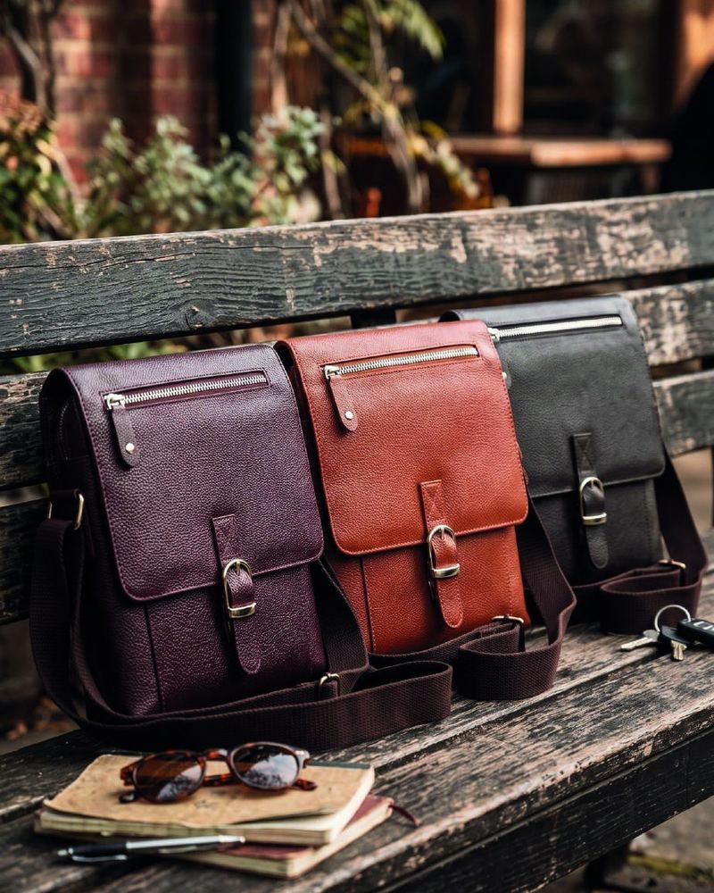 Leather messenger bag MB26-9012 in cow printed leather