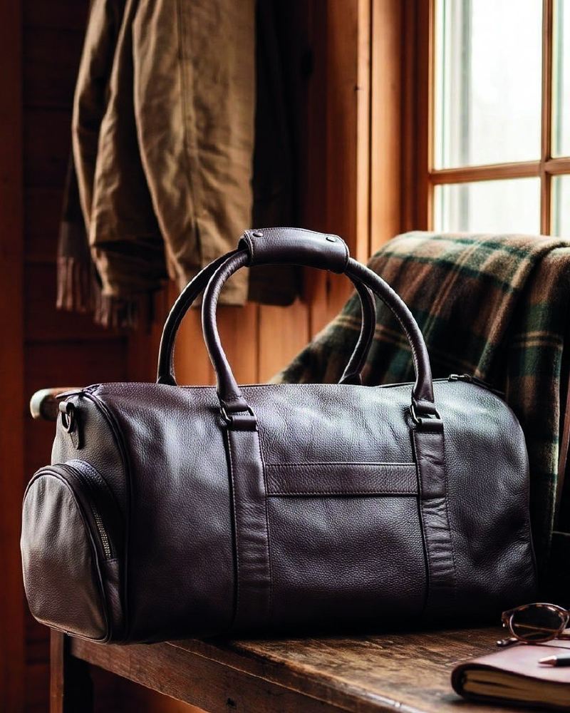 Leather duffle bag TB26-9022 in cow printed leather
