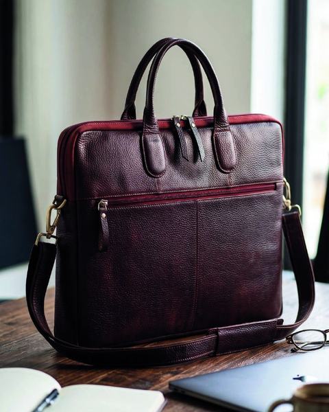 Laptop bag, LB26-9004, in cow printed milled leather