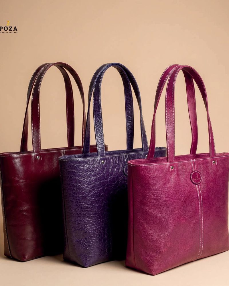 Leather women’s tote, medium WB26-9043 in cow printed leather